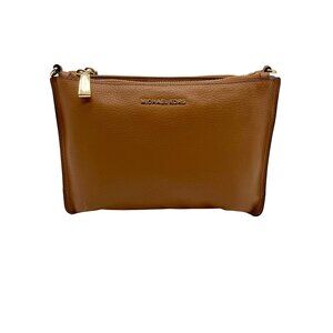 Michael Kors Brown Pebbled Leather Jet Set Crossbody Bag